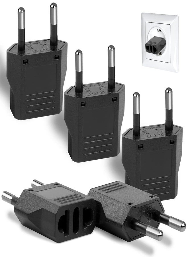 Romeda 6 Pack US to Europe Plug Adapter, Type C European Travel Adapter, Outlet Wall Power Converter (Black) - Image 1
