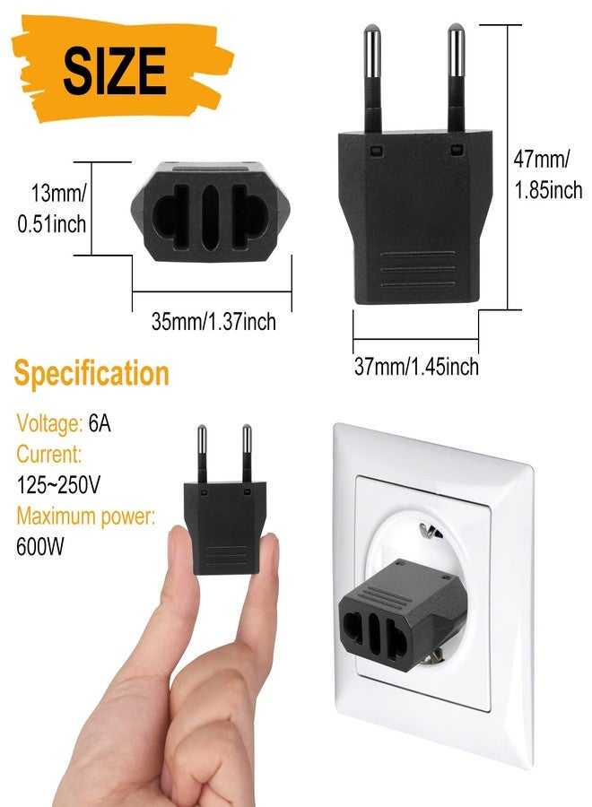 Romeda 6 Pack US to Europe Plug Adapter, Type C European Travel Adapter, Outlet Wall Power Converter (Black) - Image 2