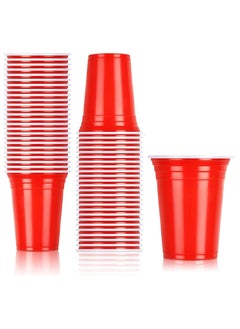 Festive Gallery Disposable Plastic Cups, RED Plastic Cups, 16oz/500ml Plastic Party Cups, Heavy-Duty Disposable Cups Bulk for Party, Wedding,50 Pack 