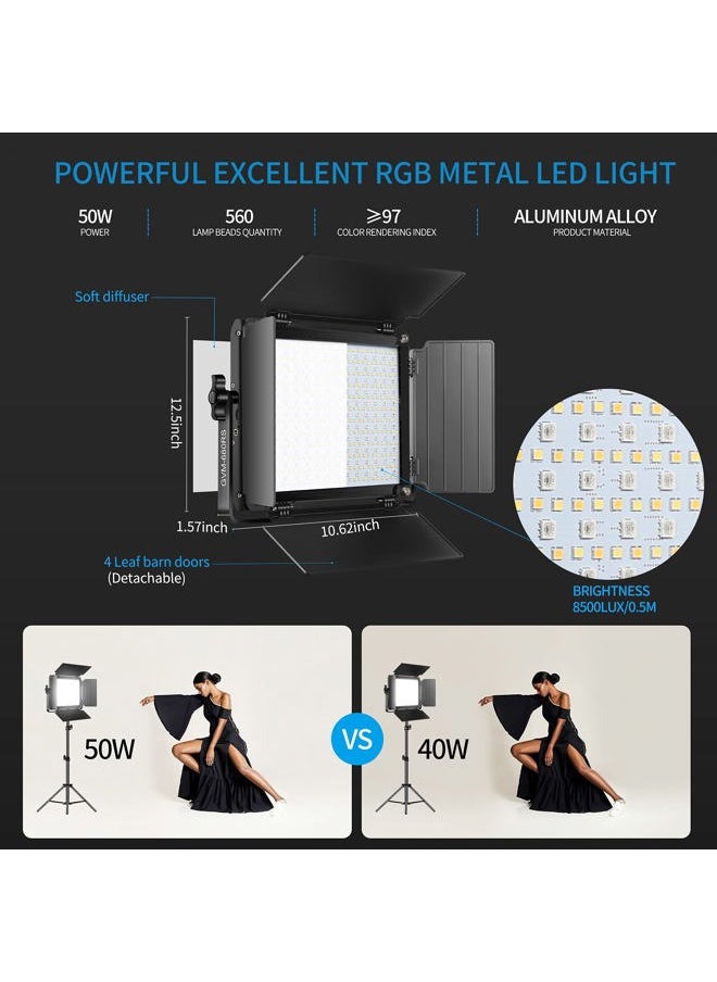 GVM Great Video Maker GVM RGB LED Video Light Kit, Dimmable Photography Lighting with APP Control, 680RS 50W 3 Packs Led Panel Light for YouTube Studio, Video Shooting, Gaming, Streaming, Zoom, Broadcasting, Conference  - Image 4