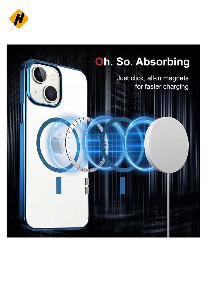 Built-in Magnet Clear Case for iPhone 14, Compatible with Mag-safe Accessories, Slim Thin PC Durable Case Support Wireless Char-ging (iPhone 14, Black)  - Image 2