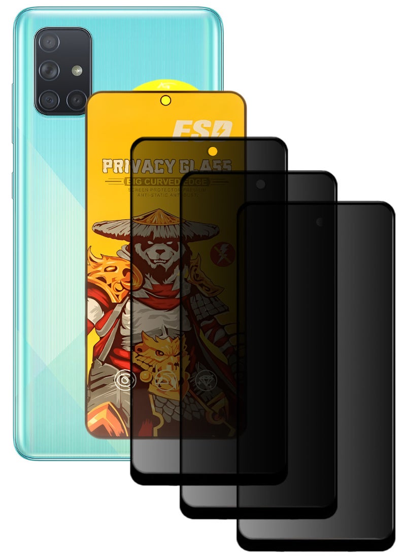 ESD 3 Pieces Tempered Dustproof Privacy Glass Screen Protector Compatible For Samsung Galaxy A71 - Image 1