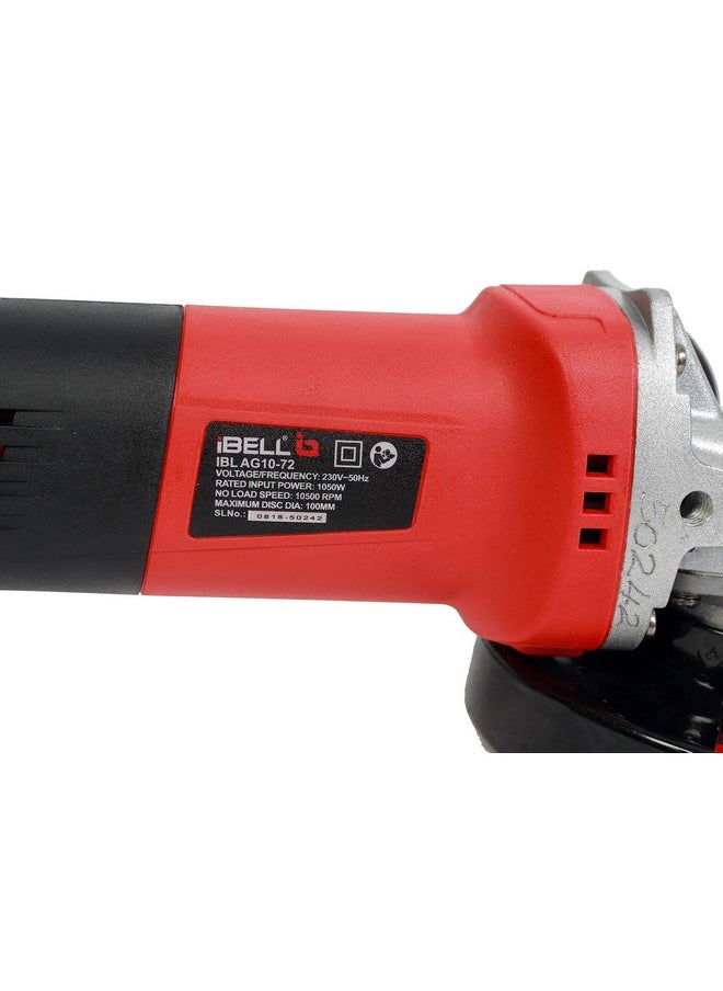 iBELL - IBELL Angle Grinder AG10-72, 1050W Heavy Duty, Copper Armature, Disc dia 100mm, 10500 RPM with Grinding Wheel and Guard - Image 1