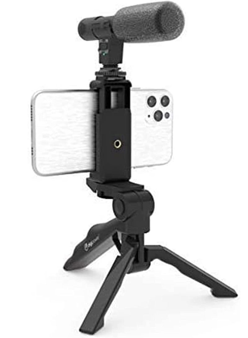ELTRAZONE Tripod Holder, Video Kit Accessories, Table Tripod Phone Holder, Microphone LED Video Light Remote Shutter, for Phone Video Recording, for YouTube, for Vlog (black) - Image 5