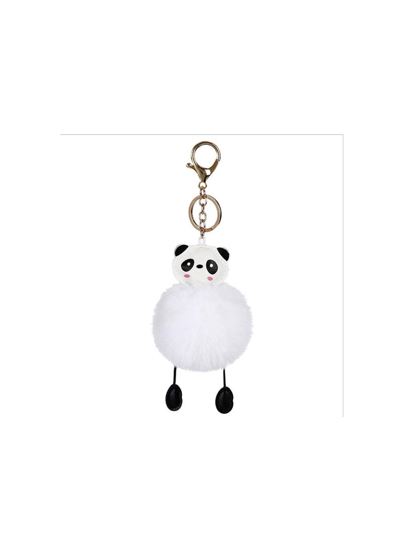 GGOOT 2pcs Pom Pom KeychianHair Ball Keyring Panda Fluffy Handbag Keychain Wallet Backpack Charm  - Image 4