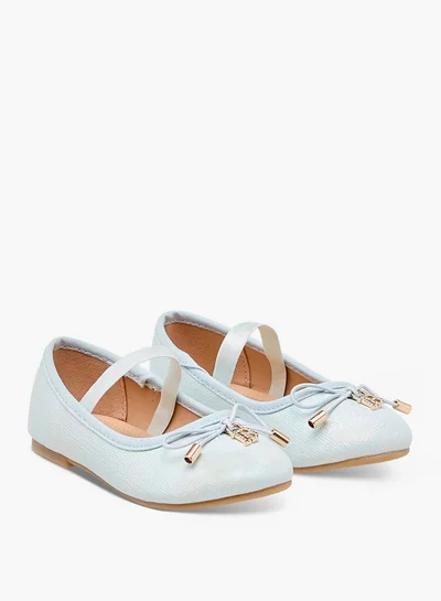 Flora Bella By Shoexpress Girls Bow Accent Ballerina Shoes with Elasticated Strap