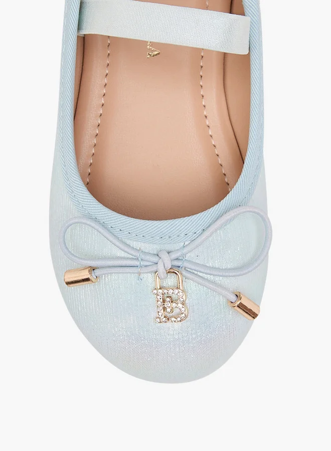 Flora Bella By Shoexpress Girls Bow Accent Ballerina Shoes with Elasticated Strap