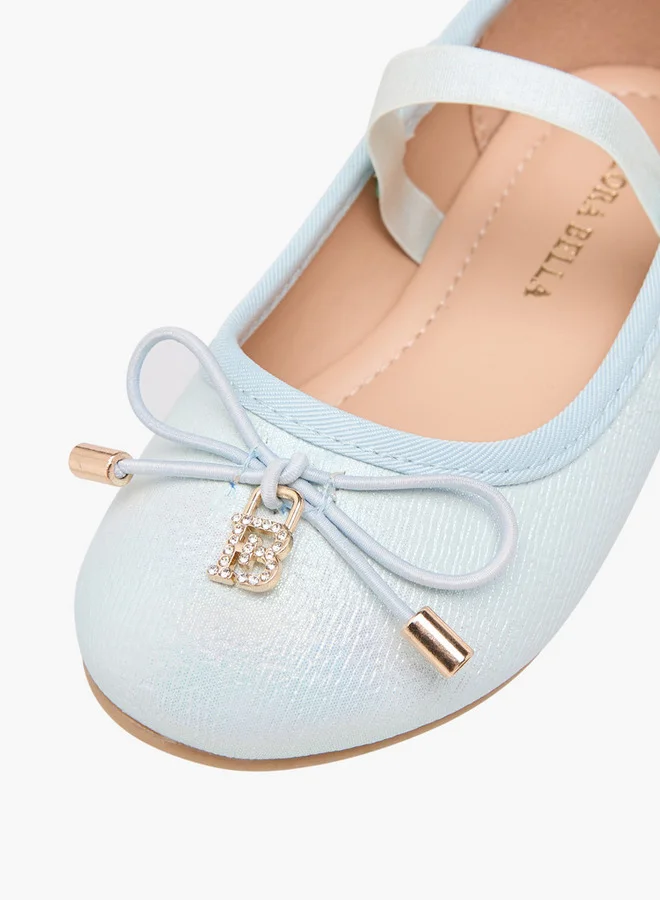 Flora Bella By Shoexpress Girls Bow Accent Ballerina Shoes with Elasticated Strap