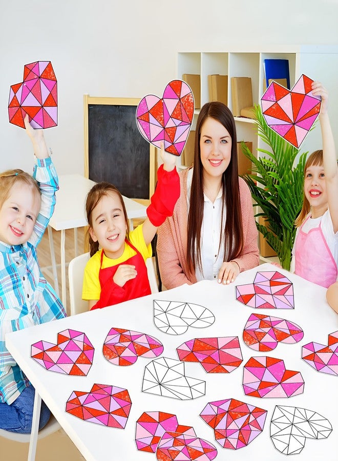 BeYumi 83Pcs Color Your Own Valentine's Day Heart Kit for Kids DIY Coloring Craft Kit Coloring Valentine Heart Ornament Geometric Love Card School Classroom Valentine Party Activity Art Craft Project - Image 5