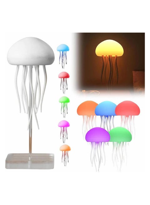 Jellyfish-shaped lamp, movable, rechargeable, USB connection, 3 lighting levels, multiple lighting colors
