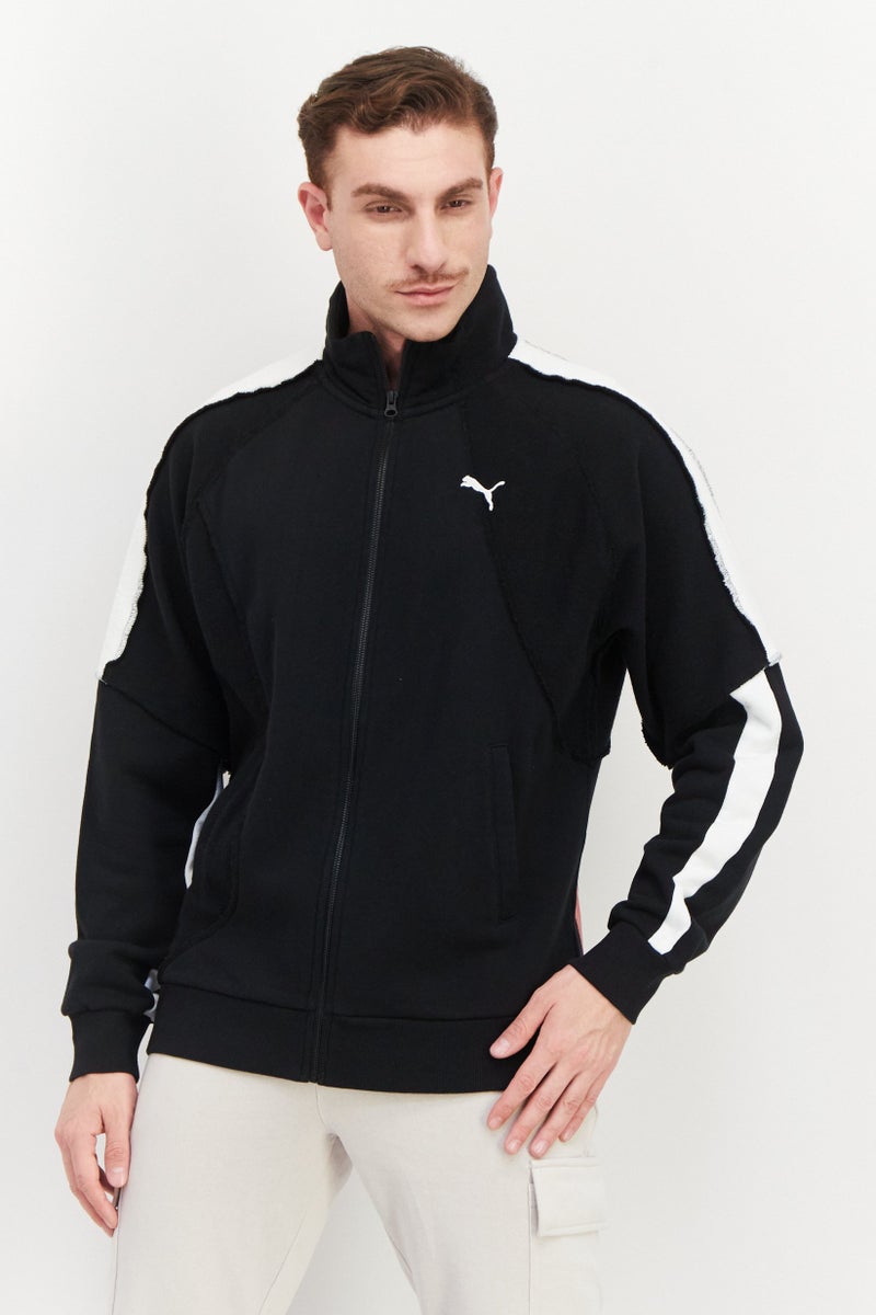 PUMA جاكيت رياضي للرجال بأكمام طويلة، أسود - Image 1