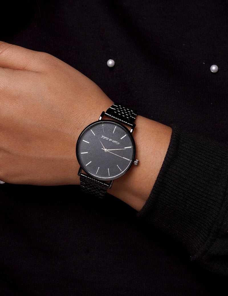 Joker & Witch Women Analogue Signature 40mm Black Dial 20mm Stainless Steel Strap Watch - Image 2