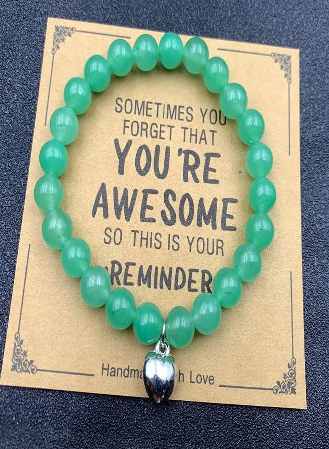 أساور ملهمة للنساء، مصنوعة من الأحجار الطبيعية، تساعد على الاسترخاء وتنشيط الشاكرات، هدية مثالية لأعياد الميلاد، عيد الميلاد، عيد الأم، عيد الحب، عيد الشكر، كهدية تقدير للمعلمة، للأم، الصديقة المقربة، الأخت، وللنساء (كريستال أخضر). - Image 2