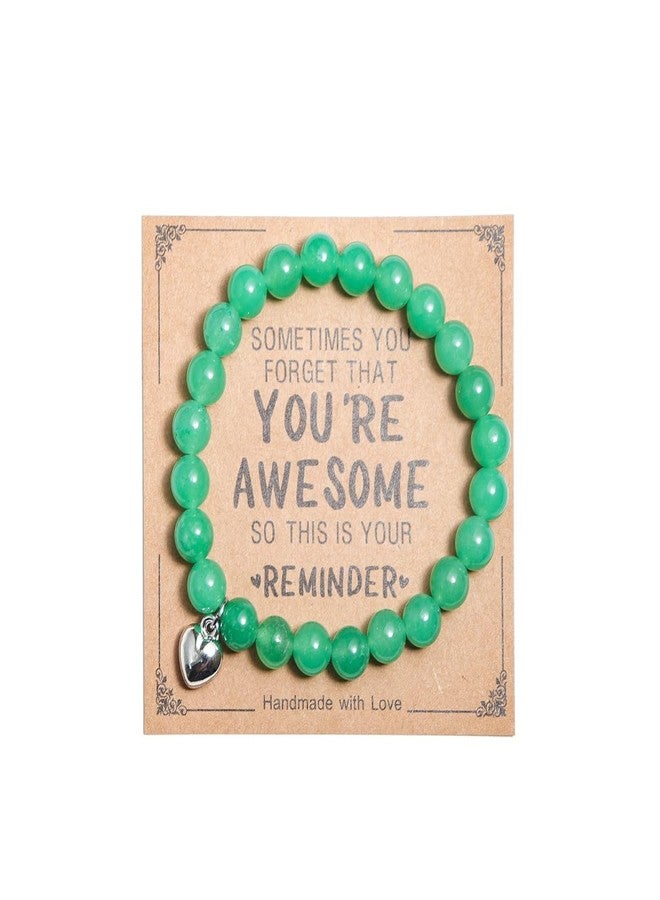 أساور ملهمة للنساء، مصنوعة من الأحجار الطبيعية، تساعد على الاسترخاء وتنشيط الشاكرات، هدية مثالية لأعياد الميلاد، عيد الميلاد، عيد الأم، عيد الحب، عيد الشكر، كهدية تقدير للمعلمة، للأم، الصديقة المقربة، الأخت، وللنساء (كريستال أخضر). - Image 1