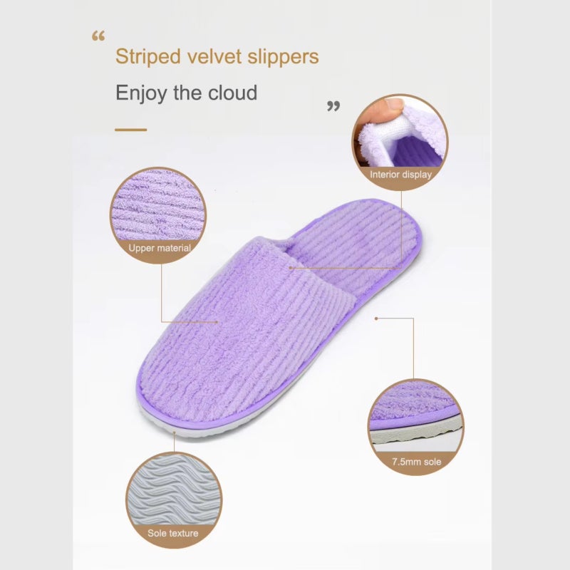 20 pairs of guest home spa slippers, closed toe hotel slippers, reusable, washable with triple layer coral fleece for home, hotel, travel - Image 5