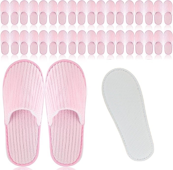 20 pairs of guest home spa slippers, closed toe hotel slippers, reusable, washable with triple layer coral fleece for home, hotel, travel - Image 1
