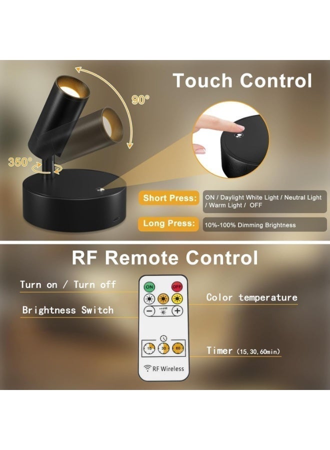 يو ام بي عبوة واحدة من أضواء كاشفة داخلية لاسلكية، إضاءة LED قابلة لإعادة الشحن مع جهاز تحكم عن بعد، مؤقت، وخاصية التحكم في شدة الإضاءة، 3 درجات حرارة لونية 3000 كلفن/4000 كلفن/5000 كلفن، تعمل بالبطارية، مثالية لإضاءة النباتات، الأعمال الفنية، الصور، جدران المعارض، وإضاءة العرض، لون أسود - Image 3