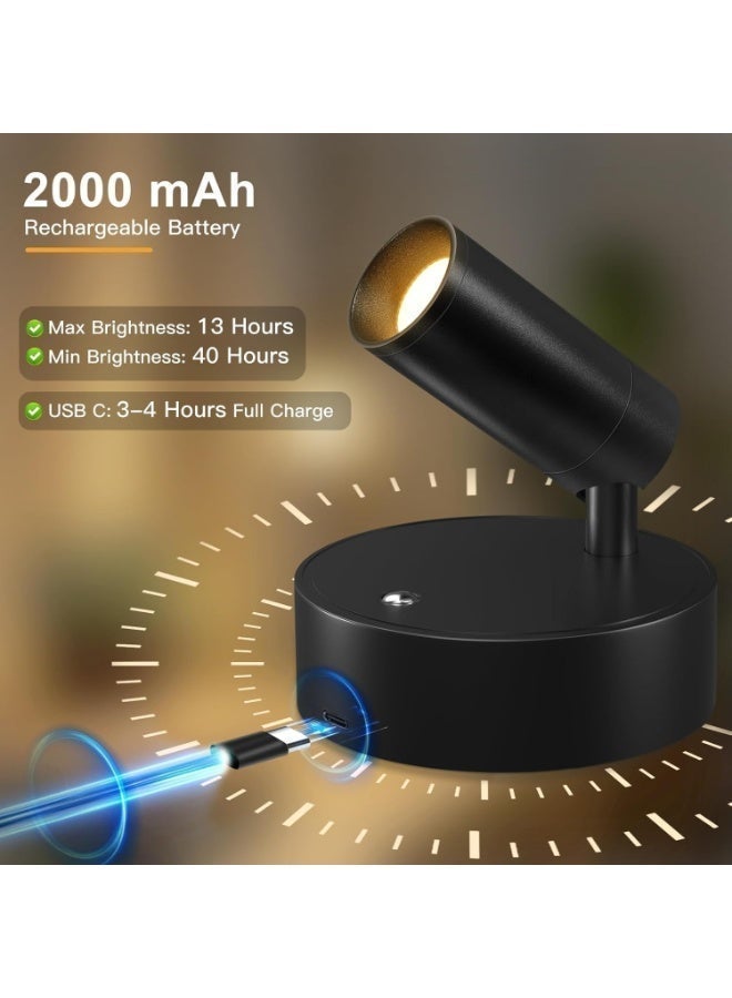 Ump Wireless Indoor Spotlights, Rechargeable LED Uplight with Remote Control, Battery-Powered LED Spotlight, Timer & Dimmable, 3 Color Temperatures Tree Light, Accent Spotlight for Plants, Artwork, Picture, Gallery Wall, Display Lighting,(Black) - Image 5