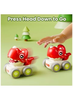 XiuWoo Dinosaur Car Toys for Toddlers 1-3, Baby Dino Press Go Whistle Cars, Infant Racing Vehicle Set, Push Go Friction Car for 6-18 Months, Birthday Gift for Boys Girls  - Image 5
