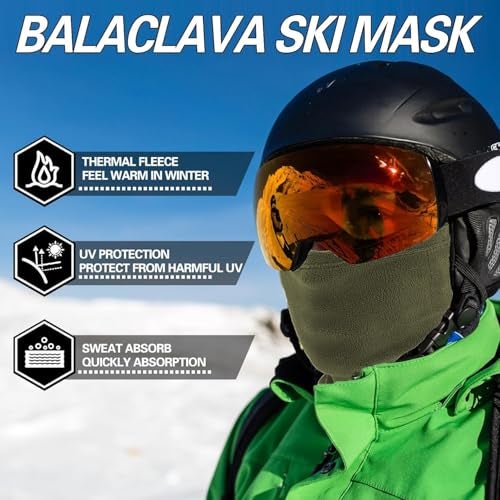 NORTHWIND Winter mask for Men Unisex Polar Fleece Thick Warm Full Cover Face Mask Winter Cap ski mask Winter Accessories for Men Cold Weather (Olive) - Image 2