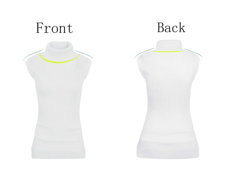 v28 Women Sleeveless High Neck Turtleneck Stretchable Knit Sweater Top (S, White) - Image 2