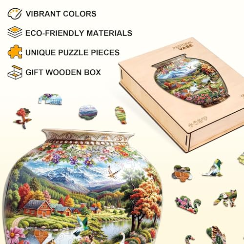 Jollitot Pastoral Vase Puzzles Adults Gifts Wooden Jigsaw Puzzles for Adults Unique Animal Shaped Christmas Birthday Gifts for Puzzle Lovers Friends Family 215 Pieces 134 104in - Image 5