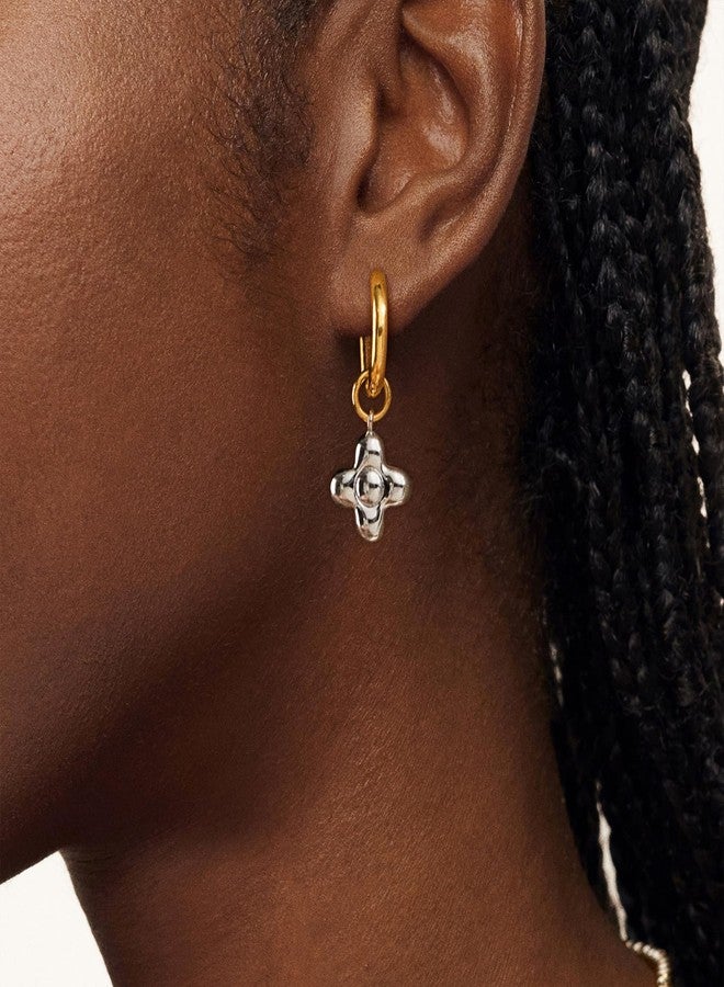 HolidayQbee Gold Sliver Plated Hoop Earrings for Women Dainty Clover Dangle Earrings Jewelry Cute Hypoallergenic Christmas Holiday Flower Huggie Earrings - Image 3