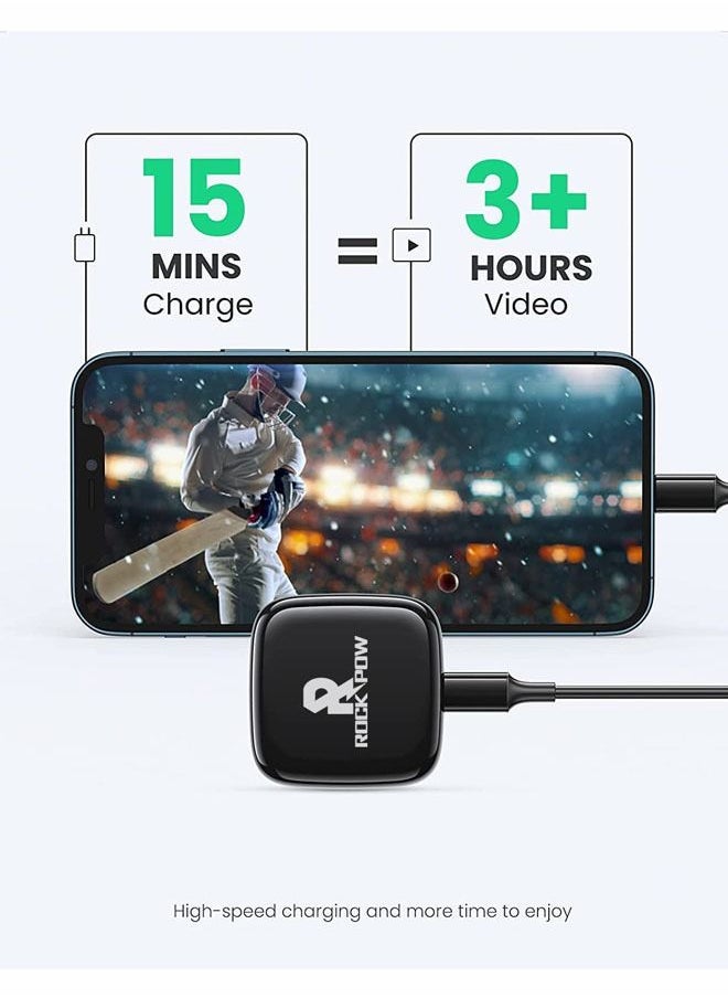 Rock Pow - ROCK POW PD 20W USB C Charger Cable Set for iPhone 14 Pro Charger Cord Type C Fast Charging Wall Plug with iPhone Lightning Cable Compatible for iPhone 14 Pro/14 Pro Max/14 Plus/14/13/12/11/Xs, iPad Pro - Image 1