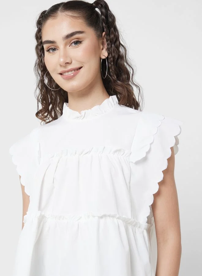 Ginger Scallop Sleeve Tiered Top