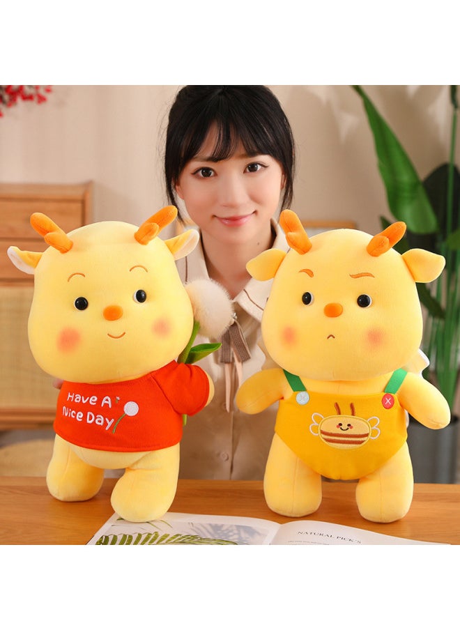 Generic - Dragon Year Mascot Doll Yellow Puff Doll Doudou Dragon Plush Toy Zodiac Dragon Year Gift For Boys And Girls-Specifications:Dou Dou Long Huang-Color:18cm - Image 1