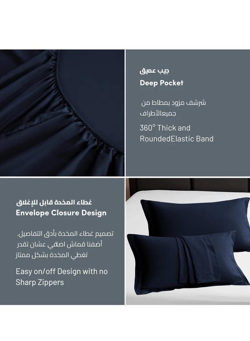 Donetella Bedding Fitted Sheet - Fits 200x200 Cm For Super King Bed - 3 Pcs (1 Fitted Sheet and 2 Pillowcases) - 35 Cm Deep Pocket - Solid Bed Sheet