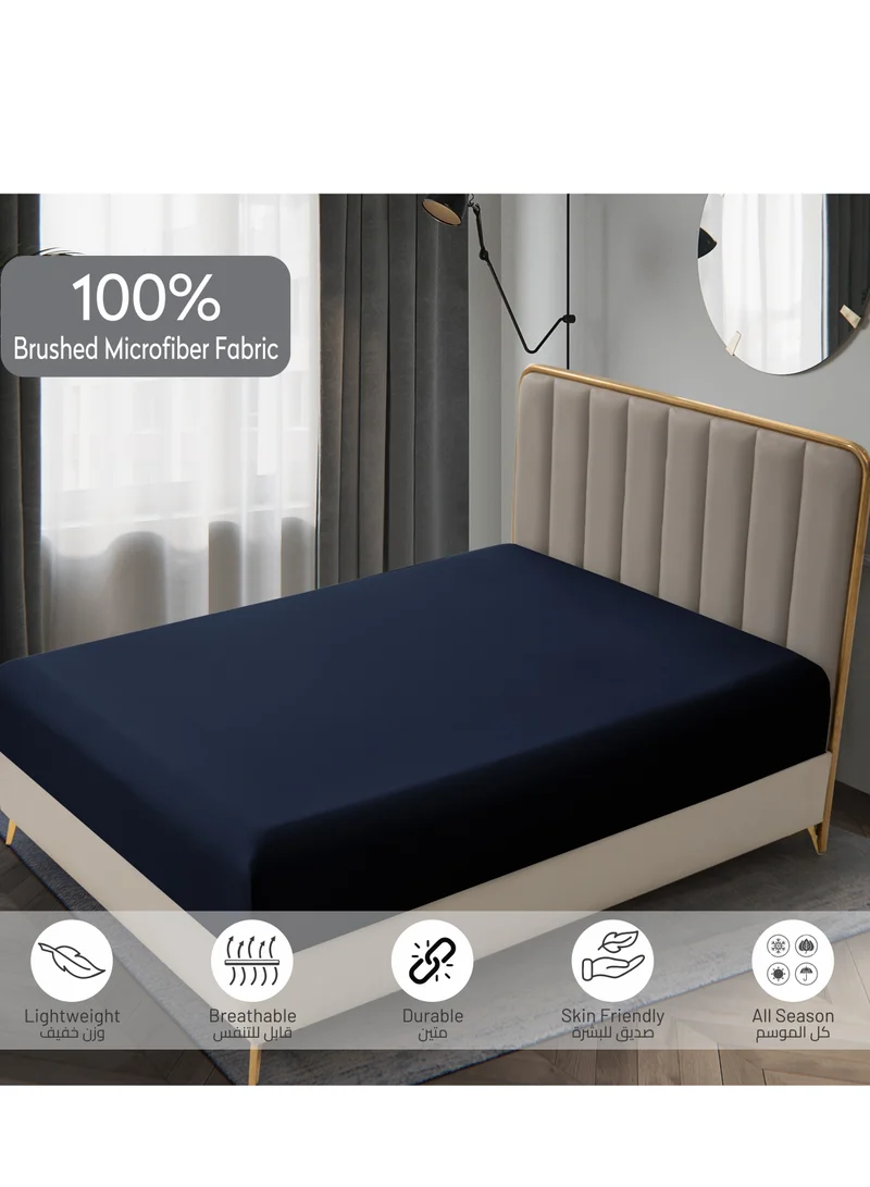 Donetella Bedding Fitted Sheet - Fits 200x200 Cm For Super King Bed - 3 Pcs (1 Fitted Sheet and 2 Pillowcases) - 35 Cm Deep Pocket - Solid Bed Sheet