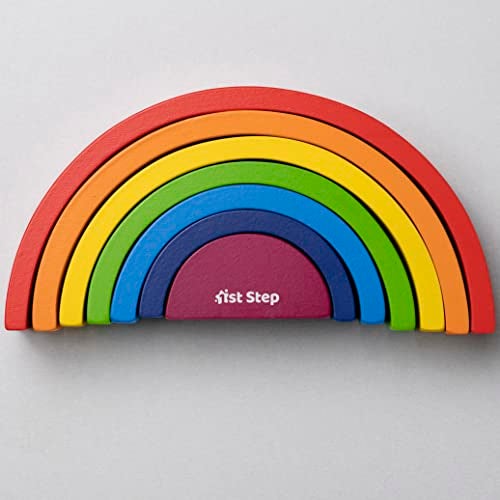 1st Step 7 Pcs Wooden Rainbow Stacker - Image 2