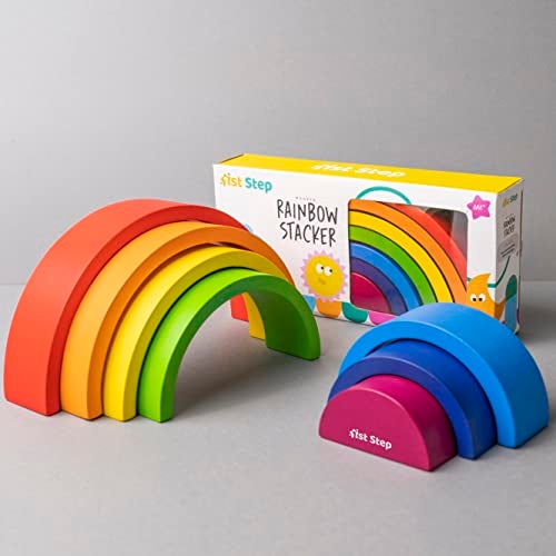 1st Step 7 Pcs Wooden Rainbow Stacker - Image 3