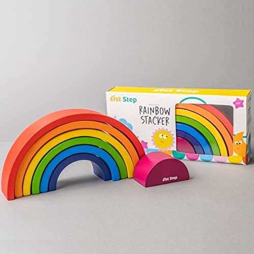 1st Step 7 Pcs Wooden Rainbow Stacker - Image 4
