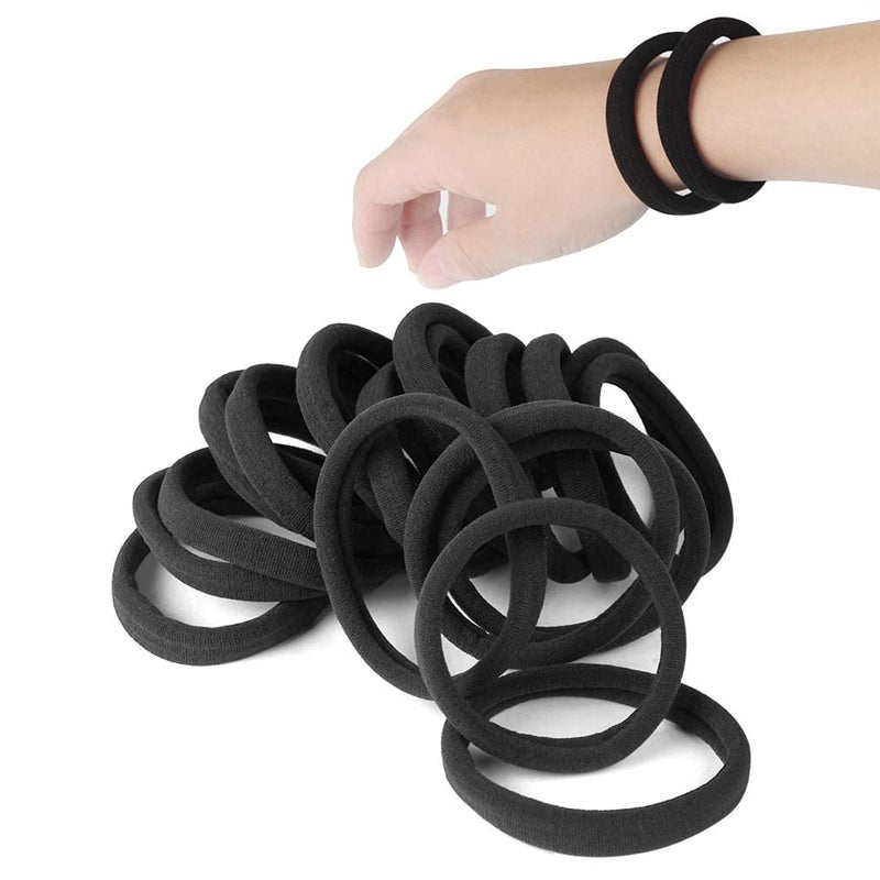 GOSICUKA 20 PCS Large Hair Ties for Thick Hair Black Hair Bands for Women Men and Girls No Damage Stretchy Ponytail Holders for Braids (5 cm in Diameter, 1 cm in Width)