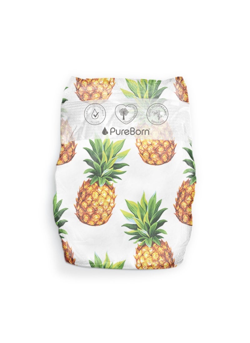 PureBorn Organic Diapers Size-1 Upto 5kg Single Pack With Pineapple Print 34 Diapers  - Image 2