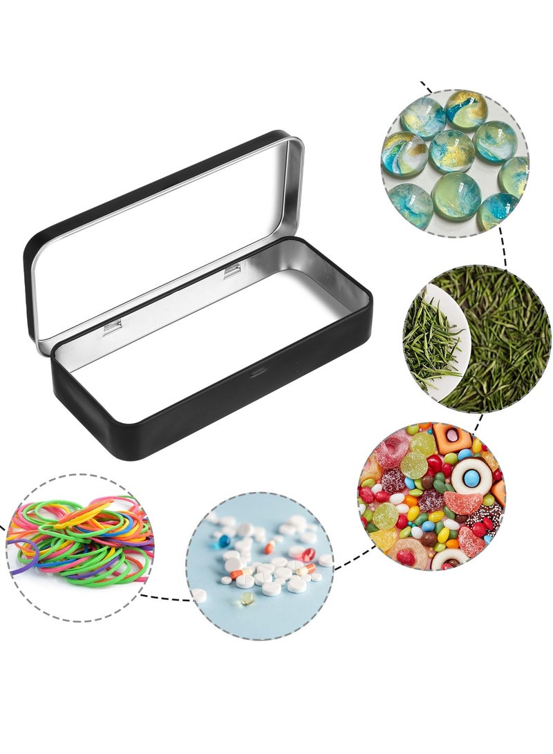 Zikra 4 Pack Metal Rectangular Hinged Tin Box Container, Tin Empty Box with Lid, Mini Tin Containers for Watercolor, Jewelry, Makeup, Candy, Craft Organize(5.12 x 2.36 x 0.79 Inch) - Image 2