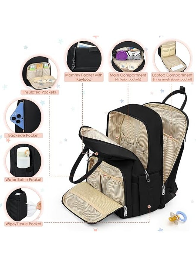RAINSMORE Baby Changing Bag Backpack with Portable Changing Mat Waterproof Nappy Bag Multifunction Baby Diaper Bags Large Rucksack Bag for Mom & Dad - Image 4