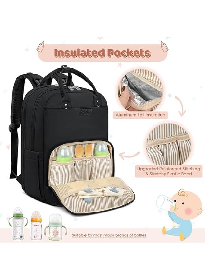 RAINSMORE Baby Changing Bag Backpack with Portable Changing Mat Waterproof Nappy Bag Multifunction Baby Diaper Bags Large Rucksack Bag for Mom & Dad - Image 2