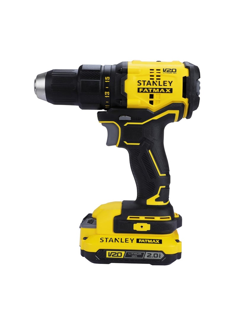 Stanley STANLEY FATMAX SBD710D2K 20V 13 mm 1900 RPM Cordless Brushless Drill Machine Driver 60 Nm Torque 20Ah Liion Batteries with Charger Kit Box 2 Speed Gearbox 2 Year Warranty YELLOW BLACK  - Image 4