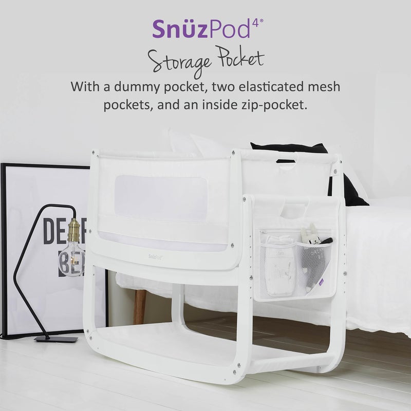 Snuz Hanging Diaper Caddy - Crib Organizer with Multiple Pockets to Hold Bottles, Wipes, and More, Portable and Can be Used as Changing Pack, Durable and Long Lasting (White) - Image 2