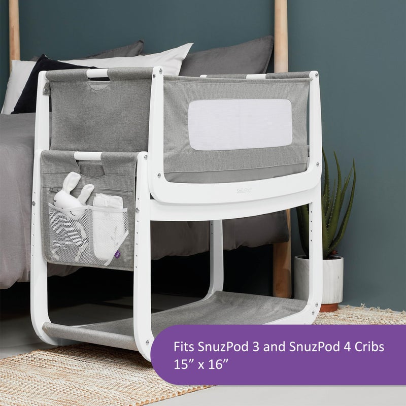 Snuz Hanging Diaper Caddy - Crib Organizer with Multiple Pockets to Hold Bottles, Wipes, and More, Portable and Can be Used as Changing Pack, Durable and Long Lasting (White) - Image 4