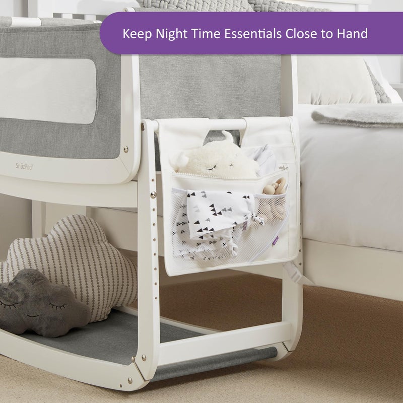 Snuz Hanging Diaper Caddy - Crib Organizer with Multiple Pockets to Hold Bottles, Wipes, and More, Portable and Can be Used as Changing Pack, Durable and Long Lasting (White) - Image 3