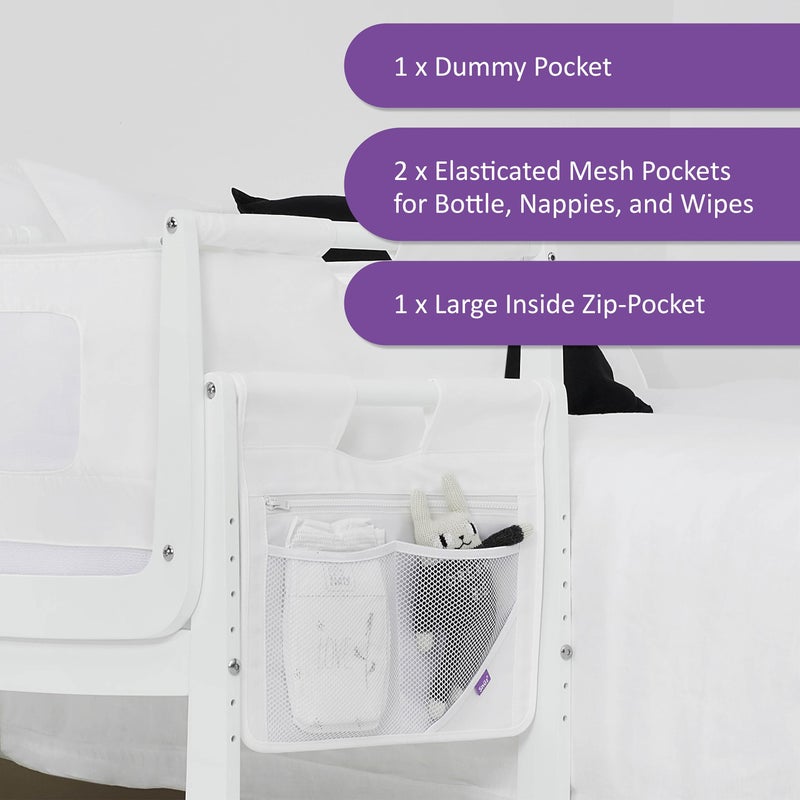 Snuz Hanging Diaper Caddy - Crib Organizer with Multiple Pockets to Hold Bottles, Wipes, and More, Portable and Can be Used as Changing Pack, Durable and Long Lasting (White) - Image 5