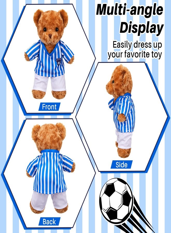 Bunnycool 2 Pcs PJ's Bear Clothes Outfit, Fit Most 12-16 Inch Bears Stuffed Clothes Pajamas Plushy for Stuffed, Pre Kindergarten Toys(Blue White,Soccer) - Image 3