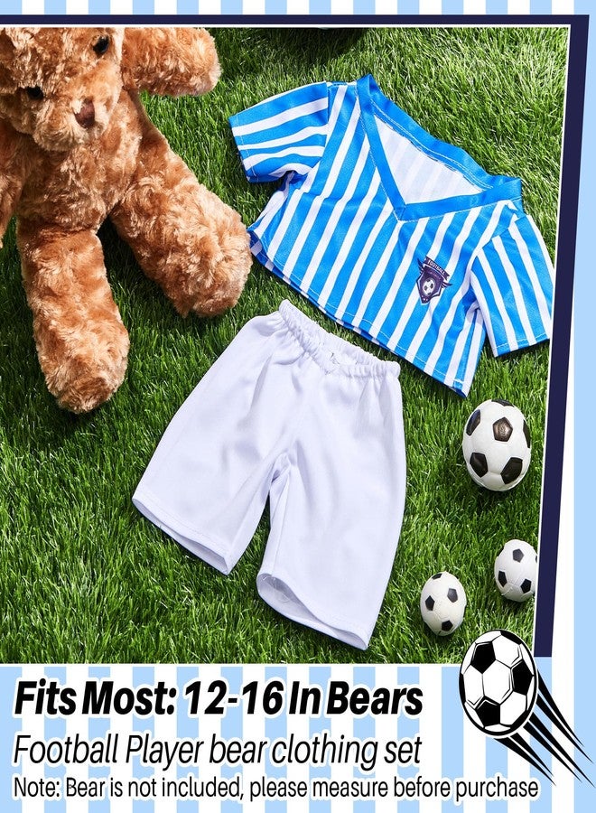 Bunnycool 2 Pcs PJ's Bear Clothes Outfit, Fit Most 12-16 Inch Bears Stuffed Clothes Pajamas Plushy for Stuffed, Pre Kindergarten Toys(Blue White,Soccer) - Image 2