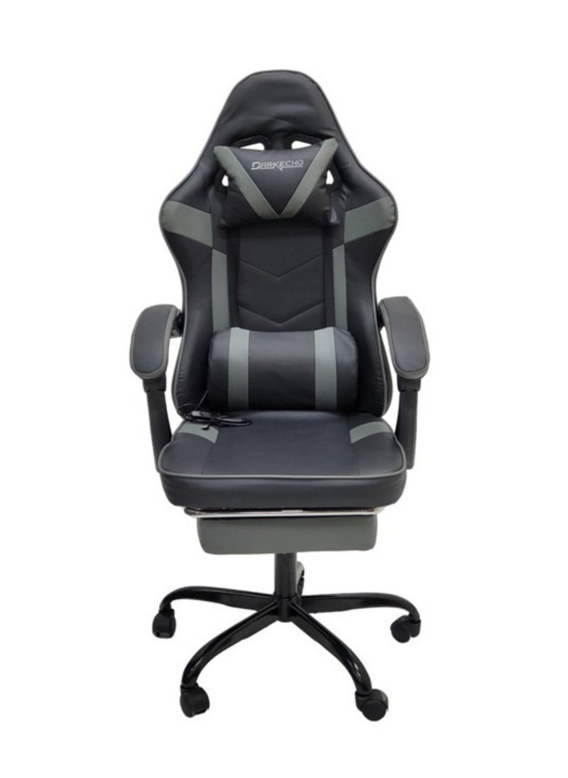 SILA - Gaming Chair Ergonomic Executive PUBG-3D 360° Rolling Swivel Reclining Computer Chair PU Leather Adjustable Height with Headrest Pillow Cushion & Lumber Support Back, Premium Foam Grey & Black - Image 1