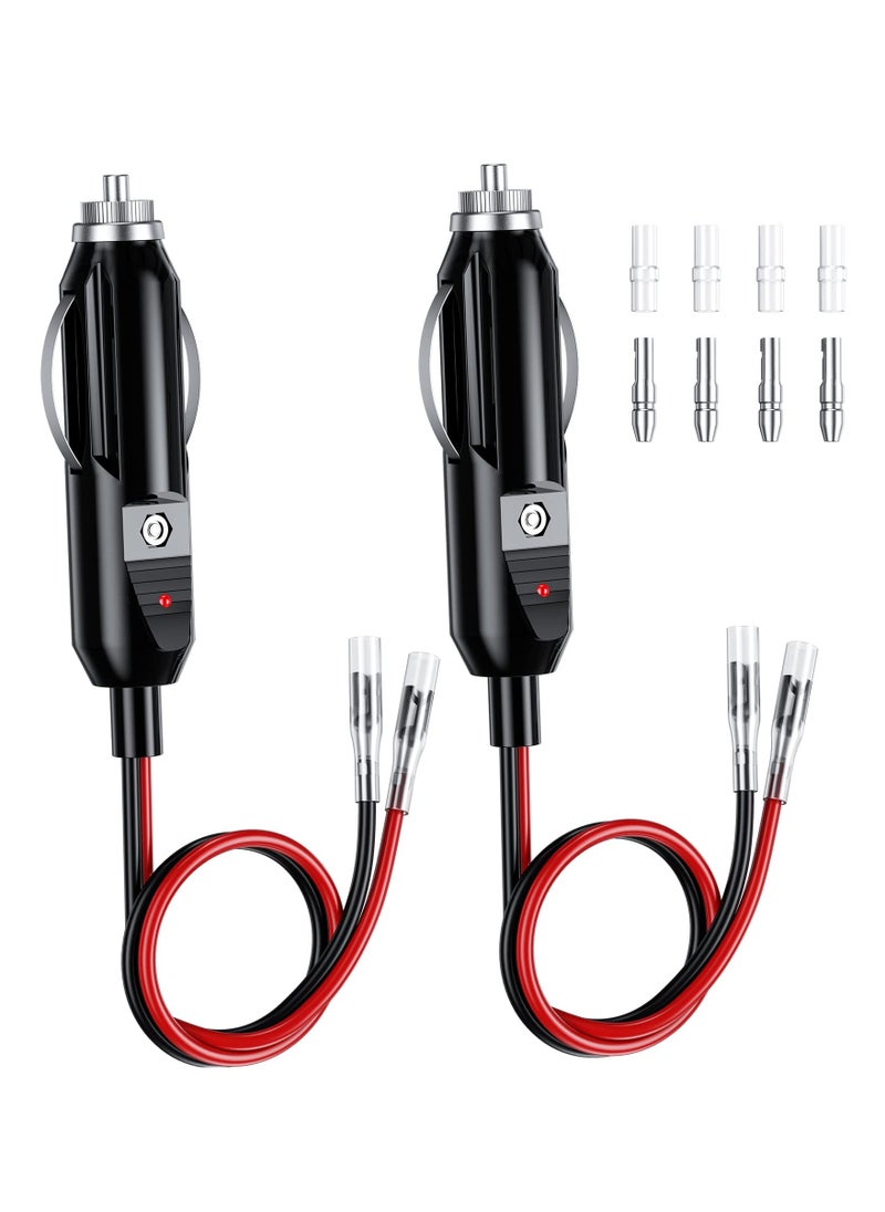 ماركة غير محددة مقبس ولاعة السجائر، مقبس بديل معFuse 12V للسيارات مع أسلاك وLED، كابل تمديد 16AWG مع fuse 15A، مقبس ولاعة سجائر (عبوة 2)  - Image 1