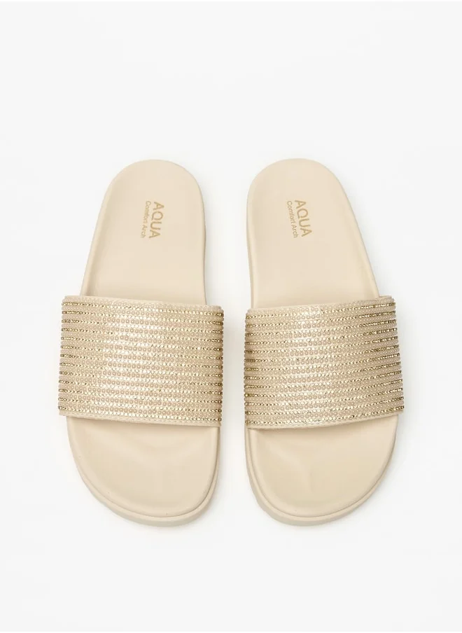 أكوا Women's Embellished Slip-On Slides